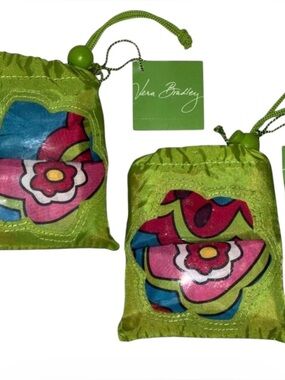 Vera Bradley Rain Garden Gray ReActive Foldable Market Totes Set 2 Bags NWT